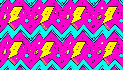 Colorful Retro Lightning Bolt Pattern.