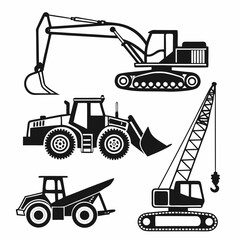 Assorted Construction Machinery Silhouettes excavator