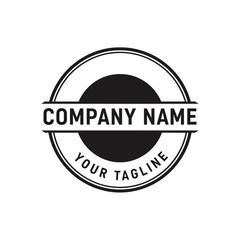 Black and White Circular Company Logo Design Template with Tagline for Corporate Identity and Branding, Flat Vector Elements, Vector Illustration, Simple Vector, Stylized Vector Drawing, Vector © berkah nikah