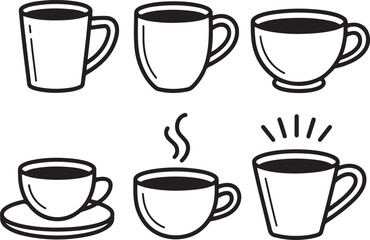 Obraz premium Coffee Cup Collection Outline Illustration for Beverage and Drink Design Elements