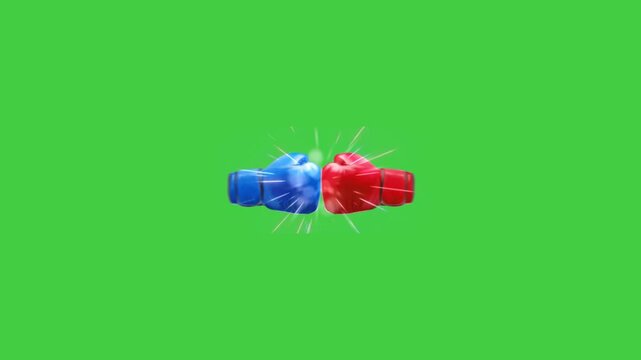 green screen animation of boxing gloves hitting each other