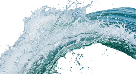 Water splash isolated on transparent background in closeup view