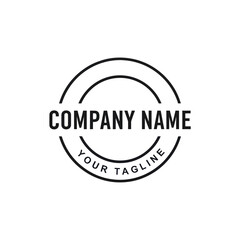 Minimalist Black and White Circular Company Logo Template with Placeholder Text for Brand Name and Tagline on an Isolated White Background., Flat Vector Elements, Vector Illustration, Simple Vector,