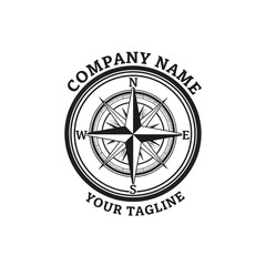 Style Compass Rose Emblem Logo with North, South, West Directions for Navigation, Travel, and Company Branding Identity, Flat Vector Elements, Vector Illustration, Simple Vector, Stylized Vector