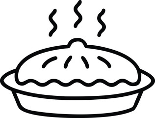 thanksgiving food baked pumpkin pie outline icon for autumn