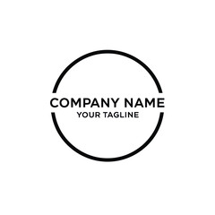 Minimalist Black and White Company Logo Design with Abstract Circular Outline and Placeholder Text for Branding and Identity, Flat Vector Elements, Vector Illustration, Simple Vector, Stylized Vector