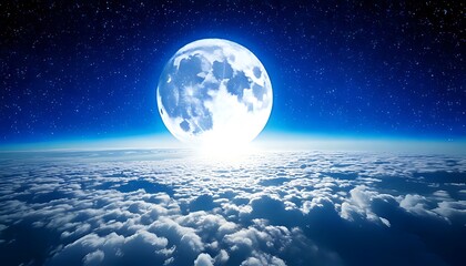 Night sky view from above clouds