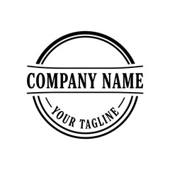 Monochrome Circular Logo Template with 'COMPANY' Text and 'YOUR TAGLINE' Placeholder for Brand Identity Design, Flat Vector Elements, Vector Illustration, Simple Vector, Stylized Vector Drawing,