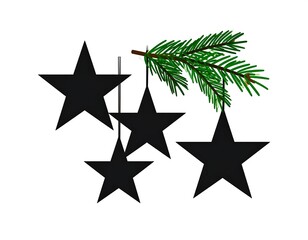 Christmas stars and fir branch