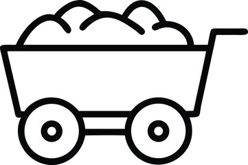 wagon cart with harvest outline vector icon
