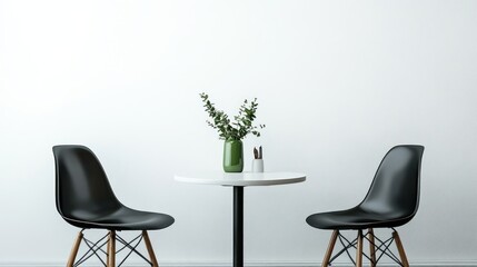 Empty table and chairs in modern room