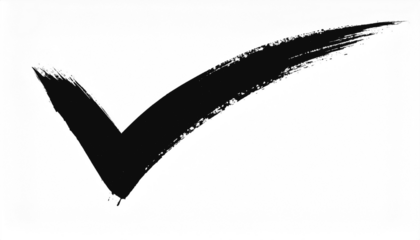 Bold black brush stroke forming an angled check mark, perfect for adding emphasis and clarity to designs. Ideal for use in presentations, infographics, and creative graphics