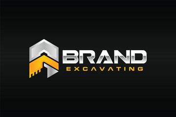 letter A scoop excavator logo