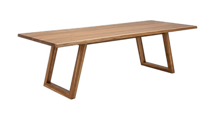 Modern wooden dining table with angled legs furniture isolated on a transparent background