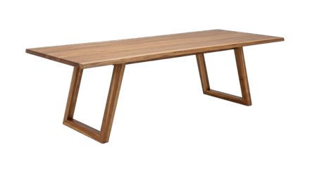 Modern wooden dining table with angled legs furniture isolated on a transparent background