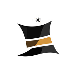 Stylish black hat with golden trim