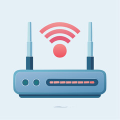 Illustration of a wireless router with a weak signal indicator.