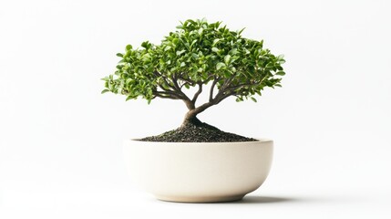 Bonsai tree in white pot
