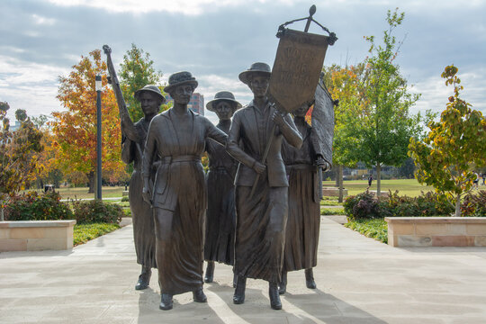 Nashville, USA - October 28, 2023: The Tennessee Woman Suffrage Monument in Nashville, Tennessee honoring the brave women who fought for the right to vote