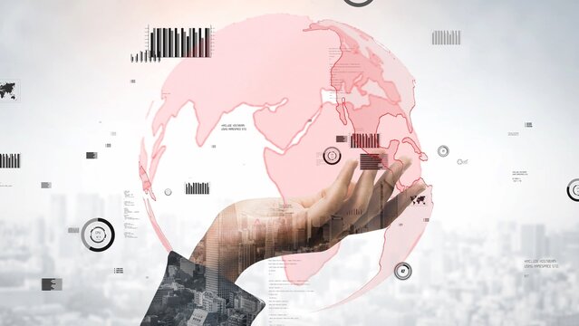 A conceptual image featuring a hand holding a 3D globe, symbolizing global connections and digital transformation in business. Ideal for themes of innovation and growth. Xenic