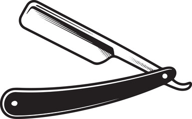 Straight Razor Open Blade Shaving Tool Barber Shop Equipment Cutthroat Razor Illustration