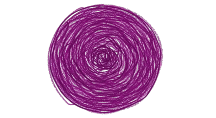 Purple Scribble Circle on Black Background Keywords: circle, scribble, purple, abstract, drawing isolated on a transparent background