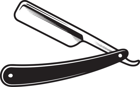 Straight Razor Open Blade Shaving Tool Barber Shop Equipment Cutthroat Razor Illustration