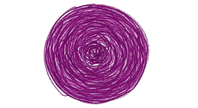 Purple Scribble Circle on Black Background Keywords: circle, scribble, purple, abstract, drawing isolated on a transparent background