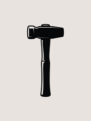 Black silhouette of a blacksmith s hammer on a light background