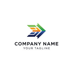 Modern Company Logo Design with Colorful Geometric Arrow and Placeholder Text on White Background, Representing Progress and Dynamic Growth, Flat Vector Elements, Vector Illustration, Simple Vector,