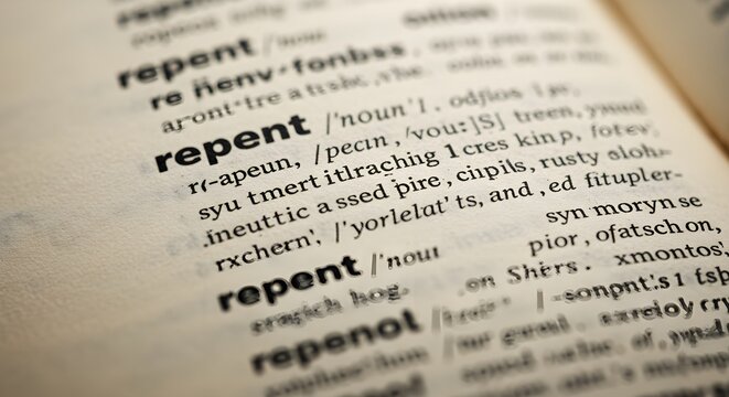 Dictionary page with repent word