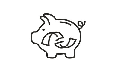 Piggy bank with money inside isolated on transparent background