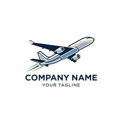 Modern Stylized Airplane Takeoff Logo for Aviation and Travel Businesses with Placeholder Text on Clean White Background, Flat Vector Elements, Vector Illustration, Simple Vector, Stylized Vector