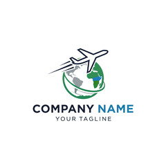 Modern Global Travel Logo: Stylized Airplane Flying Around the Earth for Aviation & Logistics, Flat Vector Elements, Vector Illustration, Simple Vector, Stylized Vector Drawing, Vector Template,