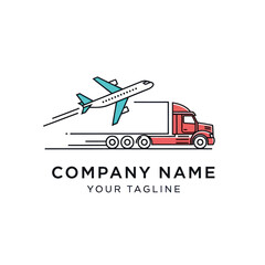 Modern Outline Logo for and Ground Logistics Company, Flat Vector Elements, Vector Illustration, Simple Vector, Stylized Vector Drawing, Vector Template, Clean Vector Style, Minimalist Vector Design,