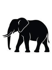 Silhouette of a majestic african elephant walking to the right