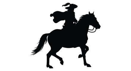 Fototapeta premium Silhouette of a cowboy riding a horse in a dynamic pose