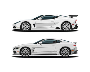 A Professional Automotive Wrap Design Featuring Sleek White Sports Cars
