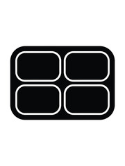 Black rectangular tray with four rounded compartments