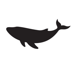 Blue whale silhouette. Vector illustration of black large 