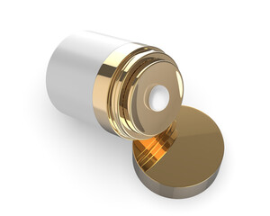 3D render illustration of a blank cosmetic airless pump jar packaging isolated on white background. Realistic clean mockup template for branding.