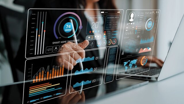 Smart home dashboard manages IoT system. Smart home dashboard controls temperature, dashboard tracks energy, smart home handles devices, and smart home dashboard monitors data. Marrow