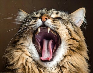 Obraz premium Close-up of a cat yawning