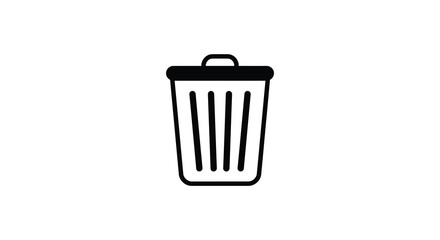 Simple black and white illustration of a closed trash receptacle
