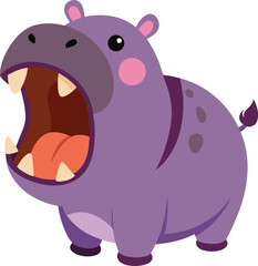 Cute Cartoon Hippopotamus with Open Mouth Illustration for Children s Designs
