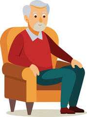Senior man relaxing in armchair illustration vector design for graphic use