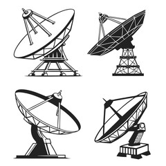 Satellite Dish Antennas Silhouettes Keywords: satellite, dish, antenna, communication