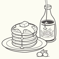 Pancakes with butter and maple syrup