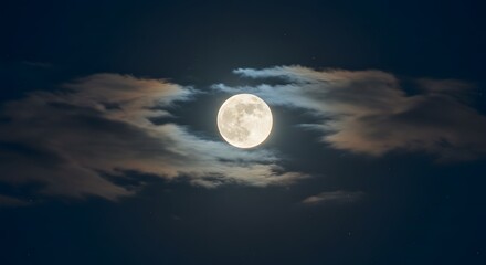 Fototapeta premium Full moon through clouds