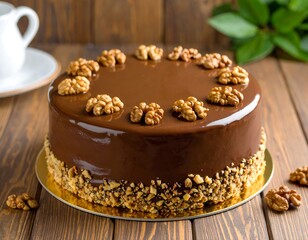 Chocolate cake with walnuts